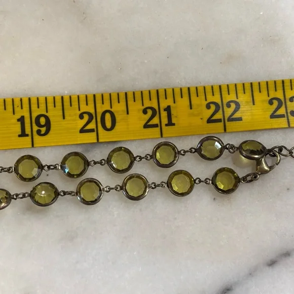 Martyr Sohiff green crystal long lanyard necklace clasp wrap layered statement - Picture 4 of 7